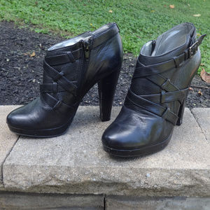 Calvin Klein Black Leather Platform Booties 5.5